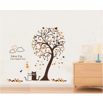 Love Cat Under the Love Tree Wall Sticker